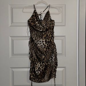 Meshki leopard print mini dress. SILK